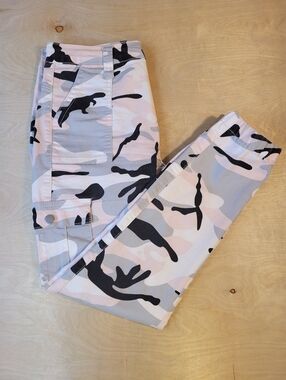 VIP Pink Camouflage Cargo Pants Featuring Elastic Ankles